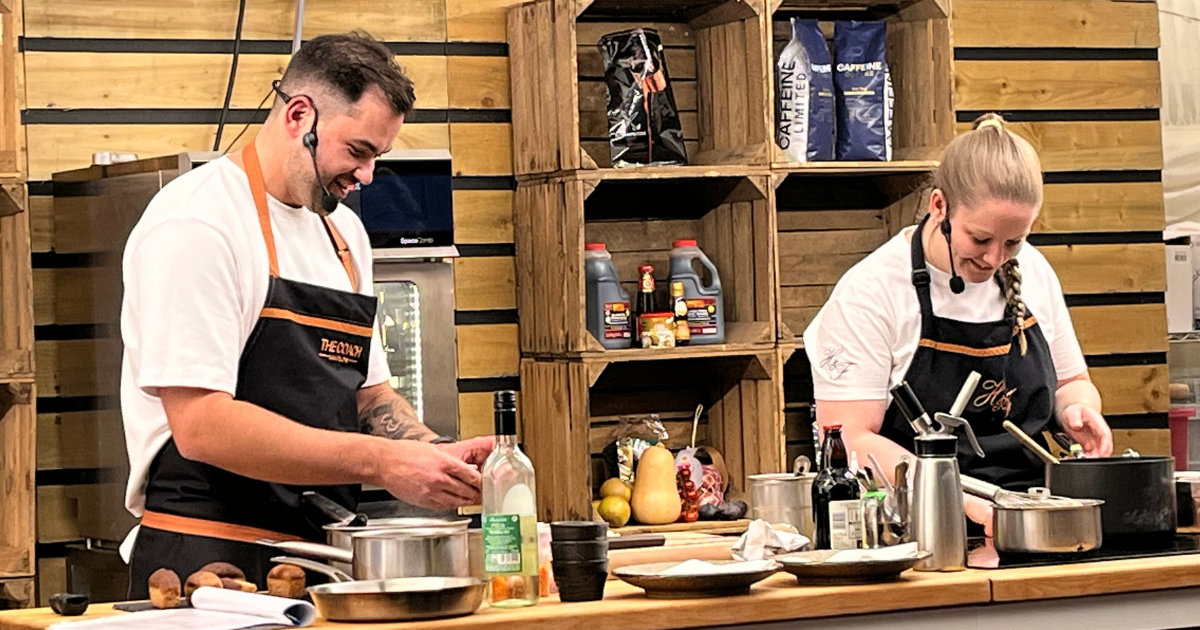 Brad Cacela and Sarah Hayward on the TSC Live stage at UCFF